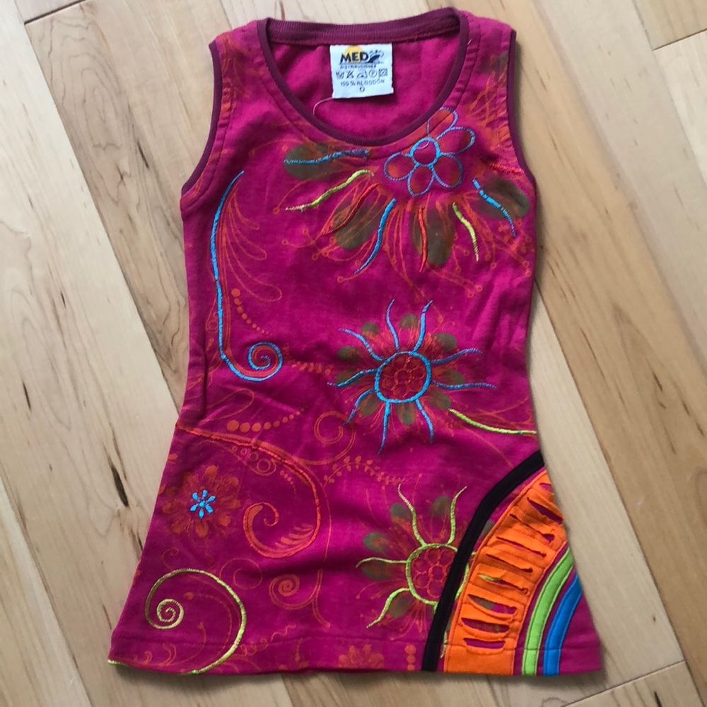 Girls Sleeveless Embroidered Dress